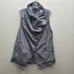 Sun Kim Asymmetrical Lagenlook Jenny Vest Jacket Ruched Gray Size Small USA - Picture 1 of 6