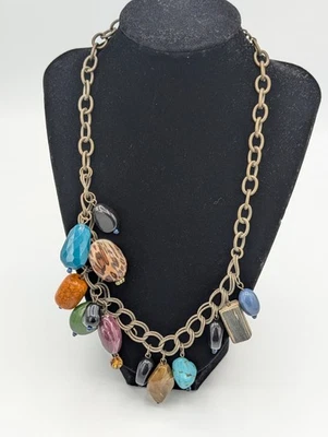 Eslabón de cadena de bronce con cuentas de piedra sintética Boho You & I vintage grueso... Foto 1 de 4