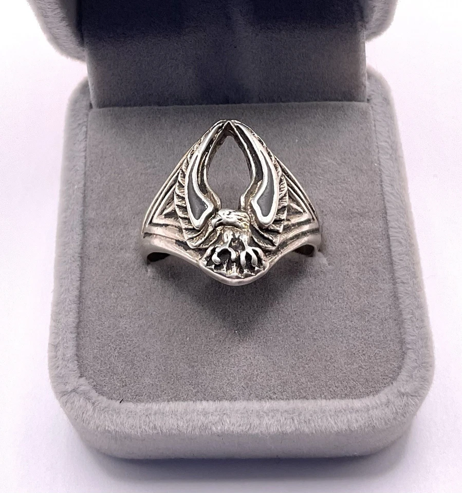 Anillo Gordon Smith G&S Vintage PARA HOMBRES Motociclista Águila Calva Incrustación de Ónix EE. UU. Talla 13.5 Foto 1 de 4