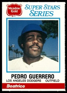 1986 Meadow Gold Stat Back Pedro Guerrero Los Angeles Dodgers #18 - Picture 1 of 2