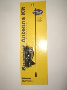 BARJAN 910-753 30MHz-1.2GHz MOBILE MIRROR MOUNT BLACK SCANNER ANTENNA w/ COAX - Picture 1 of 2
