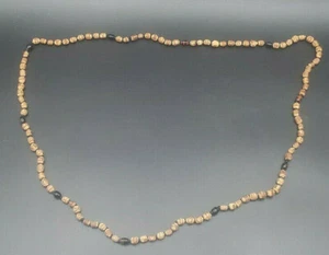 Holz und schwarze Keramik Ton in Ton Perlen Halskette 52" - Handarbeit - Bild 1 von 8