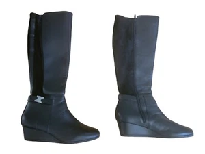Giani Bernini Womens Catrinaa Leather Round Toe Knee High Fashion Boots wedge 10 - Picture 1 of 7