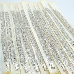 Lote de 12 pulseras a granel al por mayor de trabajo joyería fiesta bolsa rellenos plata cristal - Imagen 1 de 7