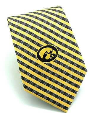 Corbata para hombre Iowa Hawkeyes con licencia universitaria a cuadros negra  Foto 1 de 3