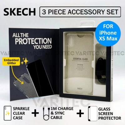 iPhone XS Max Accessory Bundle: Glitter Case + Cable + Screen Protector Saver - Image 1 of 3