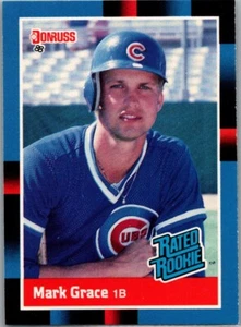 1988 Donruss Rated Rookie Last Line Begins with (159) #40 Mark Grace RC - Picture 1 of 2