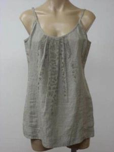 EILEEN FISHER NUEVO CON ETIQUETAS Lino Lentejuelas Sin Mangas Largo Cami Top S Pequeño $188 - Imagen 1 de 1