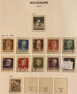 GERMANY, BERLIN, 1952-53, Lot of 11 Stamps, some postmarked, some MNH - Picture 1 of 3