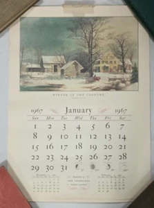 Vintage 1967 Lg Travelers Insurance Currier & Ives Wall Calendar Unused - Picture 1 of 5