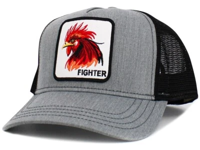 Chapéu caminhoneiro Rooster Fighter KB Ethos cinza e preto malha traseira - Imagem 1 de 3