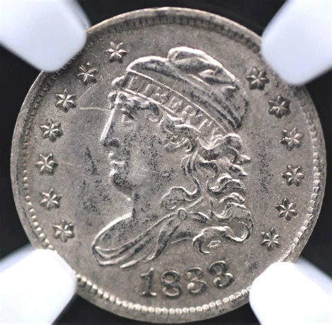 1833 CAPPED BUST HALF DIME NGC CHOICE ABOUT UNCIRCULATED 55 SILVERY WHITE LOTSA Cover