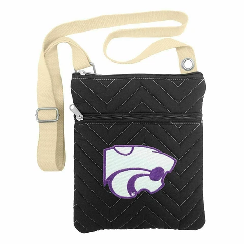 NEW! KANSAS STATE WILDCATS CHEVRON STITCH CROSS BODY PURSE BAG LICENSED Cover