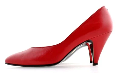 Vintage YSL Yves Saint Laurent 2908 Red Leather Pump Heels US 5.5 EU 35 1/2 - Image 1 of 4