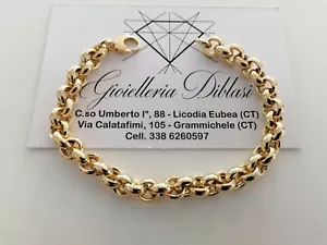 BRACCIALE Donna ORO GIALLO 18 Karati 750%/1000 Maglia CATENA Rolò Made In Italy - Imagen 1 de 9