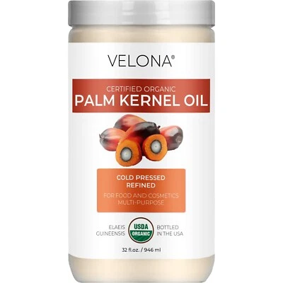 Velona USDA Certified Organic Palm Kernel Oil 32 Fl Oz Refined Cold Pressed Face - Image 1 of 4