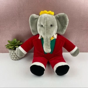 Vintage Babar Elephant 1988 Gund Gray Red Plush Stuffed Animal Toy - Picture 1 of 7