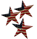 3 Barn Stars 3D Metal Patriotic Red White & Blue 9 1/2" American Flag Hanging