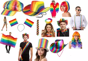 Pride Accessories Mens Ladies Rainbow Fancy Dress Props Hat Festival Parade - Picture 1 of 21