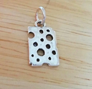 Sterling Silver 17x10mm Food Kitchen Slice Swiss Cheese Charm - Picture 1 of 3