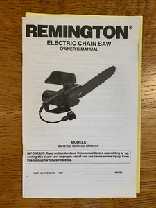 REMINGTON Electric Chain Saw Instructions and Owners Manual RM1215U RM1415U&A - Picture 1 of 2
