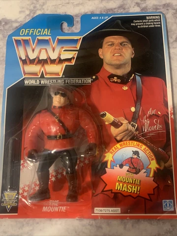 The MOUNTIE Figure WWF 1992 Blue Card HASBRO Rare WWE Retro Quebecers Rougeau Cover