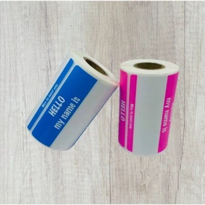 2 Rolls of  200 Each Color Pink & Blue Hello My Name Is Name Tag Label Stickers - Picture 1 of 2
