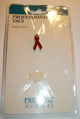 Prestige Medical Insignia Series Gold Tone RED RIBBON Enamel Tack Pin Awareness - Image 1 of 3