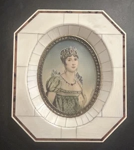 Antique Miniature Portrait Painting Empress Josephine Framed Signed - Picture 1 of 3