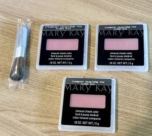 3 New Mary Kay Mineral Cheek Color Blush - Strawberry Cream #012980 Free Ship - Picture 1 of 4