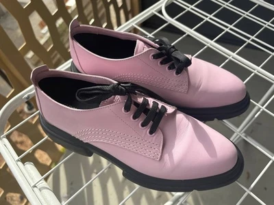 Emporio Armani Pink Leather Lace-Up Oxfords Shoes Size 37 / US 7 Black Sole - Image 1 of 4