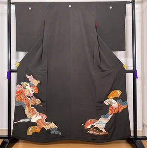 K111576 Antique Japanese Kimono 100%Silk Kurotomesode - Picture 1 of 19