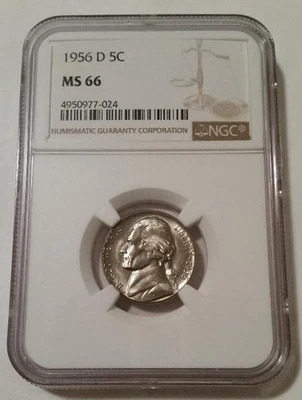 1956 D Jefferson Nickel MS66 NGC - Image 1 of 2