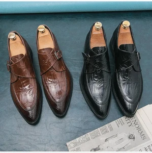 Zapatos de vestir informales con hebilla en punta para hombre talla 38-48 - Imagen 1 de 12