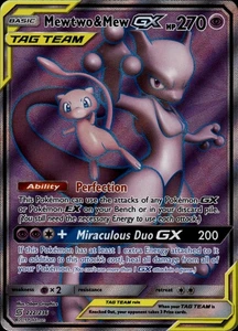 Mewtwo & Mew GX (arte completo) Holofoil 222/236 ultra raro SM - mentes unificadas cerca de M - Imagen 1 de 2