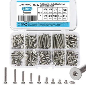 220 Stck. #6-32 UNC 304-Edelstahl Flachkopf Senkkopf Innensechskant Kappe Bol... - Bild 1 von 6