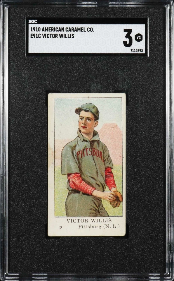 1910 E91C American Caramel Vic Willis - Hall da Fama da MLB-SGC 3–Pittsburg Pirates - Imagem 1 de 2