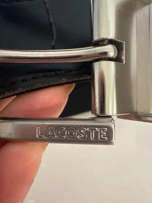 Vintage Lacoste Men Belt Sz 38 Black Double-Sided Webbing/Leather Alligator Logo - Image 1 of 4