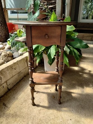 古董木制边桌烟架茶几客厅带抽屉 — 第 1/4 张图片