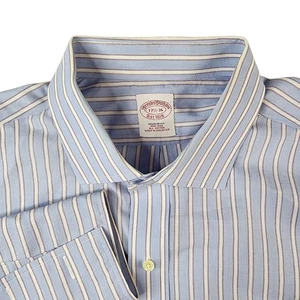 Camisa Brooks Brothers Para Hombre 17.5-36 Azul Rayas Vestido Abotonado Puño Francés L/S - Imagen 1 de 7