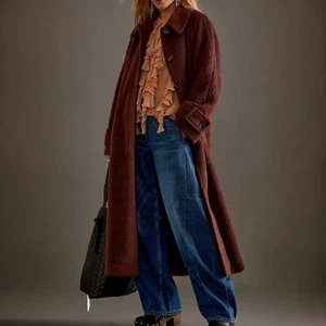 Brandneu mit Etikett Anthropologie Longline Mantel - Kunstfell - Manteau Mantel - Größe 12 - UVP 225 £ - Bild 1 von 24