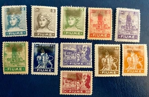 Fiume 27-36 & 38 1919 Various Scene Stamps Unused Heavily Hinged - Picture 1 of 2