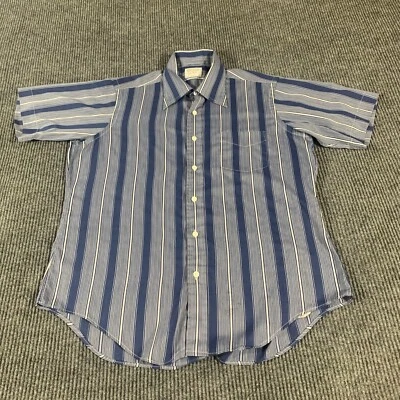 复古 Excello John Weitz 衬衫男式 16.5 XL 蓝色纽扣真复古 70 年代 — 第 1/4 张图片