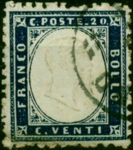 Italy 1862 20c Indigo SG2a Fine Used - Picture 1 of 1