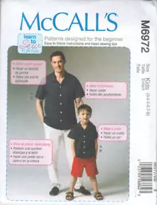 Camicia, pantaloncini e pantaloni da ragazzo McCall's 6972 modello cucito impara a cucire per divertimento - Foto 1 di 2