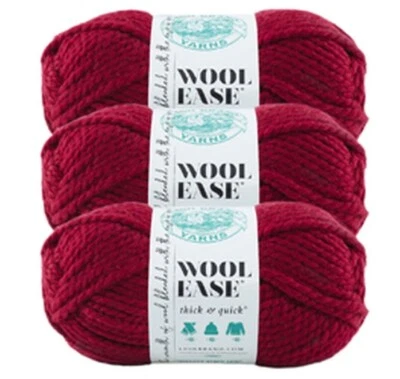 Шерстяная легкая клюквенная пряжа Lion Brand упаковка из трех штук однотонная мягкая для вязания рукоделия 6 унций Ea - Изображение 1 из 3