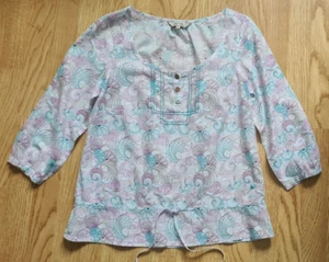 MANTARAY BLOUSE TOP SIZE 10 WHITE 3/4 LENGTH SLEEVES COTTON DRAWSTRING - Picture 1 of 8