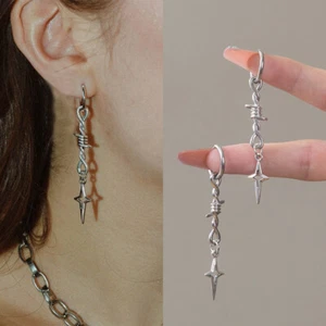 Gothic Punk Thorns Earrings For Women Hip Hop Simple Barbed Star Hollow Earrings - Picture 1 of 9