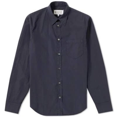 Maison Martin Margiela 10 garment basic navy button shirt l/s garment dye poplin - Image 1 of 4