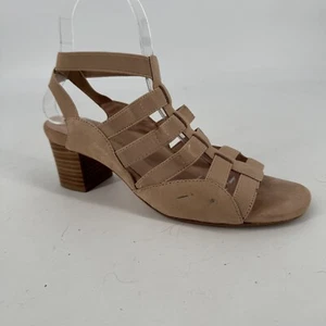 Taryn Rose Heels Women’s 7.5 tan leather strappy open toe sandals summer beach - Picture 1 of 9